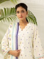 Zellbury Off White Blue Floral Unstitched 3 Piece Lawn Suit - Image 2