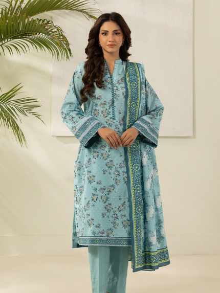 Zellbury Aqua 3 Piece Unstitched Printed Lawn Suit - SS Collection