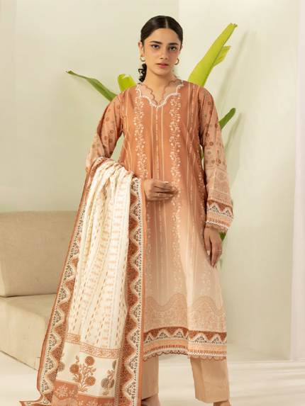 Zellbury Rust 3 Piece Unstitched Printed Lawn Suit