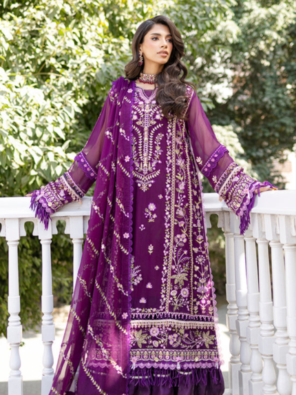 Zellbury Luxury Embroidered Bamber Chiffon 3PC Unstitched Suit - SS Collection