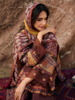 Charizma Sunshine BROWN 3PCS Unstitched Embroidered Suit - Image 2