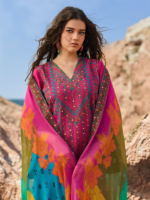 Charizma Sunshine Pink Lawn 3PCS Embroidered Unstitched Suit - Image 2