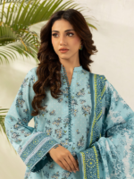 Zellbury Aqua 3 Piece Unstitched Printed Lawn Suit - Image 3