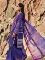 Charizma Sunshine Purple Lawn 3PC Embroidered Unstitched Suit - Image 3