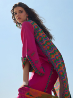 Charizma Sunshine Pink Lawn 3PCS Embroidered Unstitched Suit - Image 3