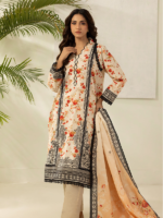 Zellbury Off-White 3Pcs Unstitched Printed Lawn Suit - Image 3