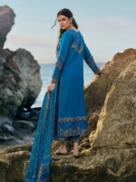 Charizma Sunshine BLUE Lawn 3PCS Embroidered Unstitched Suit - Image 3