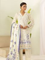 Zellbury Off White Blue Floral Unstitched 3 Piece Lawn Suit - Image 5
