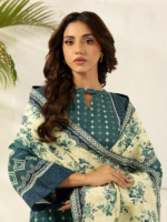 Zellbury Teal Green 3 Piece Unstitched Printed Lawn Suit - Image 3