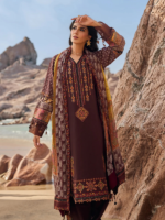 Charizma Sunshine BROWN 3PCS Unstitched Embroidered Suit - Image 4