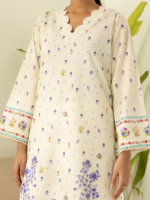 Zellbury Off White Blue Floral Unstitched 3 Piece Lawn Suit - Image 6