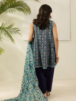 Zellbury Teal Printed 3 Piece Unstitched Lawn Suit - Image 6