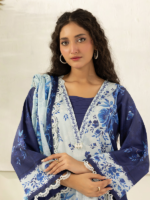 ZELLBURY 3-Pcs Unstitched Lawn Blue