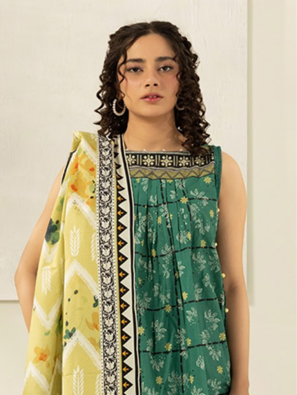 ZELLBURY 3-Pcs Unstitched Green