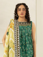 Zellbury 3-Piece Green Digital Printed Unstitched Lawn Suit - Image 2