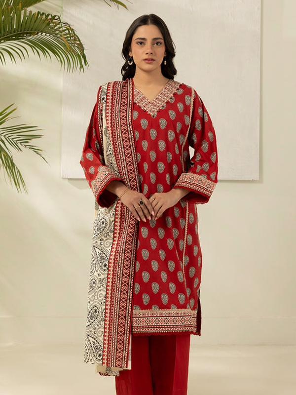 01 ZELLBURY 3-Pcs Unstitched Red