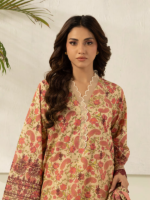 Zellbury Beige 3-Piece Digital Printed Unstitched Textured Lawn Suit - Image 2