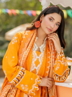 Zellbury Chikankari Orange3-Piece Unstitched Embroidered Cotton Suit - Image 2
