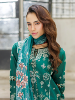 Zellbury Chikankari Green 3-Piece Unstitched Embroidered Cotton Suit - Image 2