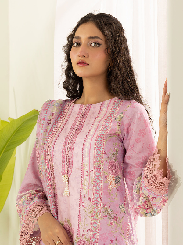 01 ZELLBURY 3-Pcs Unstitched Lawn Pink