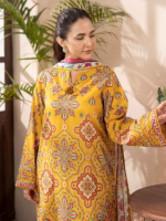 BINAAAS Mustard 3-Piece Unstitched Digital Printed Lawn Suit - Image 2