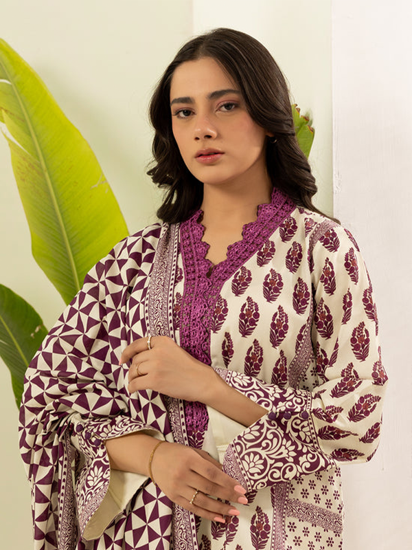 01 ZELLBURY 3-Pcs Unstitched Lawn Purple