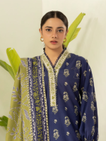 ZELLBURY 3-Pcs Unstitched Lawn Blue
