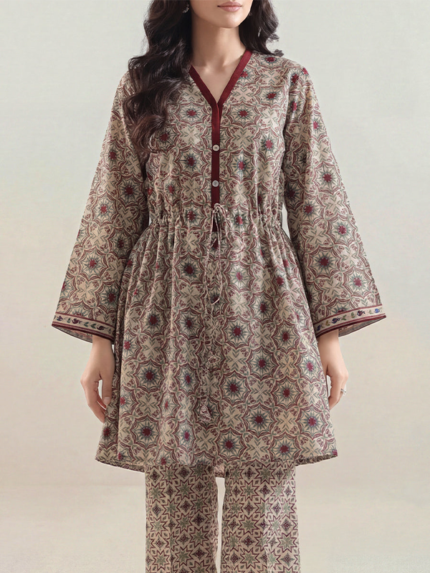 Saya Unstitched Premium Printed Lawn Co-Ord Set Cream