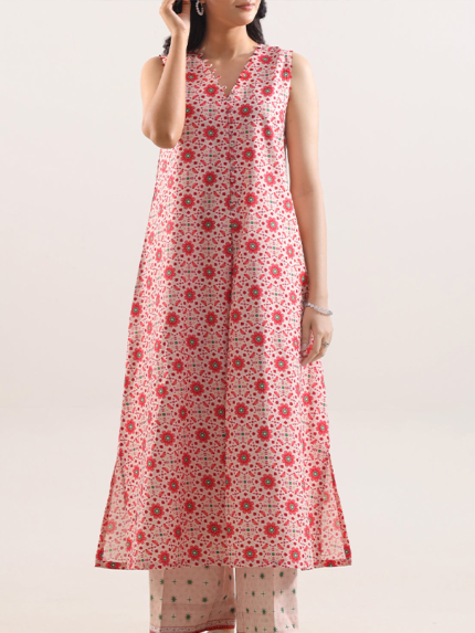 Saya Unstitched Premium Printed Lawn Co-Ord Set Peach