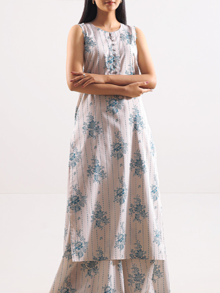 Saya Unstitched Premium Printed Lawn Co-Ord Set Cream