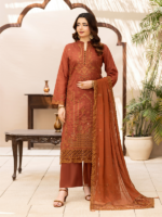 Sahara by Rujhan Rust Embroidered 3Piece Luxury Festive Outfit