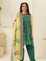 Zellbury 3-Piece Green Digital Printed Unstitched Lawn Suit - Image 3