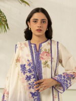 Zellbury 3-Piece Off White Digital Printed Unstitched Slub Lawn Suit - Image 2