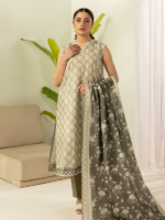 Zellbury 3-Piece Grey Digital Printed Unstitched Lawn Suit - Image 2