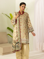Zellbury 3-Piece Beige Digital Printed Unstitched Textured Lawn Suit - Image 2
