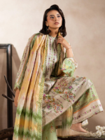 GJ FABRICS(RUSHMA) Light Green 3-Piece Printed Unstitched Lawn Suit - Image 2