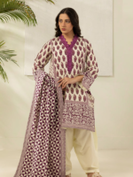 Zellbury 3-Piece Purple Unstitched Digital Printed Lawn Suit - Image 2
