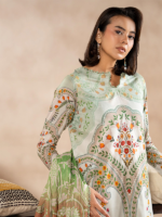 GJ FABRICS(RUSHMA) Green Unstitched 3-Piece Printed Lawn Suit - Image 2