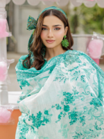 Zellbury Chikankari Sea Green 3Pc Unstitched Embroidered Cotton Suit - Image 2
