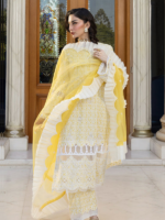 Zellbury Chikankari Lemon 3Pcs Unstitched Embroidered Cambric Suit - Image 2