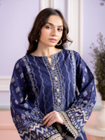 Zellbury 3-Piece Navy Blue Digital Printed Unstitched Lawn Suit - Image 2