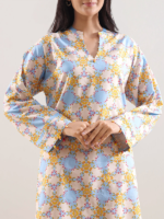 Saya 2-Piece Unstitched Premium Printed Lawn Suit Dark Cream - Image 2