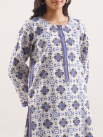 Saya 2-Piece Unstitched Premium Printed Lawn Suit Ivory - Image 2