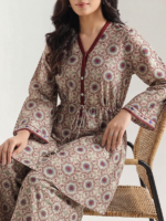 Saya 2-Piece Unstitched Premium Printed Lawn Suit Cream - Image 2
