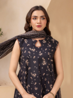 Zellbury 3-Piece Printed Lawn Black Unstitched Digital Suit - Image 2