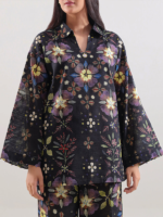 Saya 2-Piece Unstitched Premium Printed Lawn Suit Black - Image 2