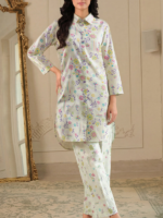 Saya 2-Piece Unstitched Premium Printed Lawn Suit Ivory - Image 2