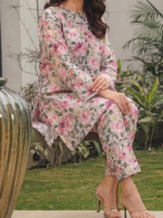 Saya Unstitched 2-Piece Premium Printed Lawn Suit Ivory - Image 2