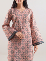 Saya Unstitched 2-Piece Premium Printed Lawn Suit Peach - Image 2