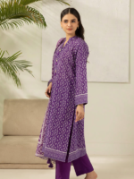 Zellbury 3-Piece Purple Digital Printed Unstitched Lawn Suit - Image 3